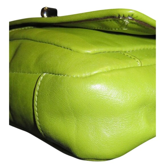 Coach 2012 Chelsea Green Smooth Leather Turn-lock Flap Adjustable Chain Handbag - Picture 13 of 15